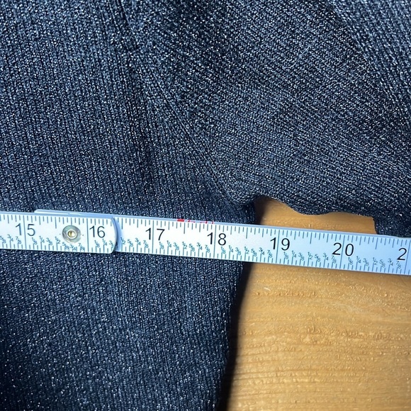 Pointelle Women’s Black Open-Front Sweater L Cardigan silk metallic nylon blend - Picture 2 of 9